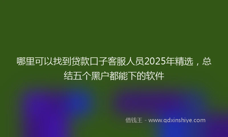 哪里可以找到贷款口子客服人员2025年精选，总结五个黑户都能下的软件