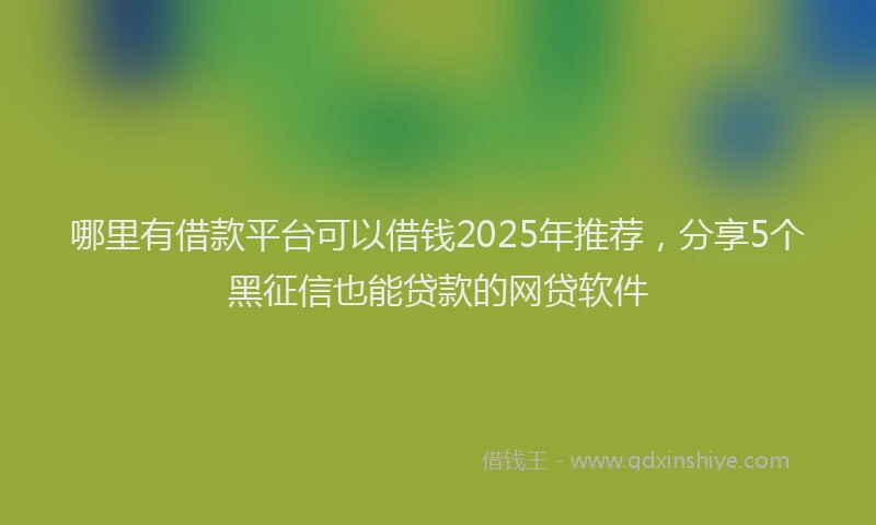 哪里有借款平台可以借钱2025年推荐，分享5个黑征信也能贷款的网贷软件