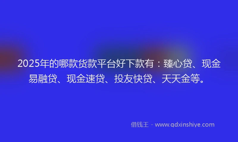 2025年的哪款货款平台好下款有：臻心贷、现金易融贷、现金速贷、投友快贷、天天金等。