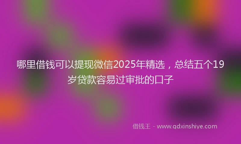 哪里借钱可以提现微信2025年精选，总结五个19岁贷款容易过审批的口子
