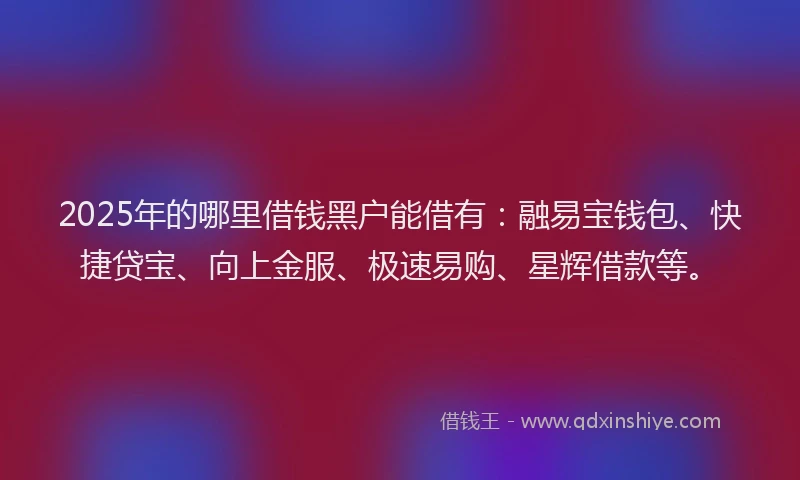 2025年的哪里借钱黑户能借有：融易宝钱包、快捷贷宝、向上金服、极速易购、星辉借款等。