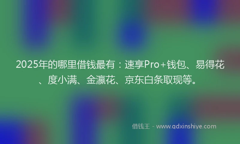2025年的哪里借钱最有：速享Pro+钱包、易得花、度小满、金瀛花、京东白条取现等。