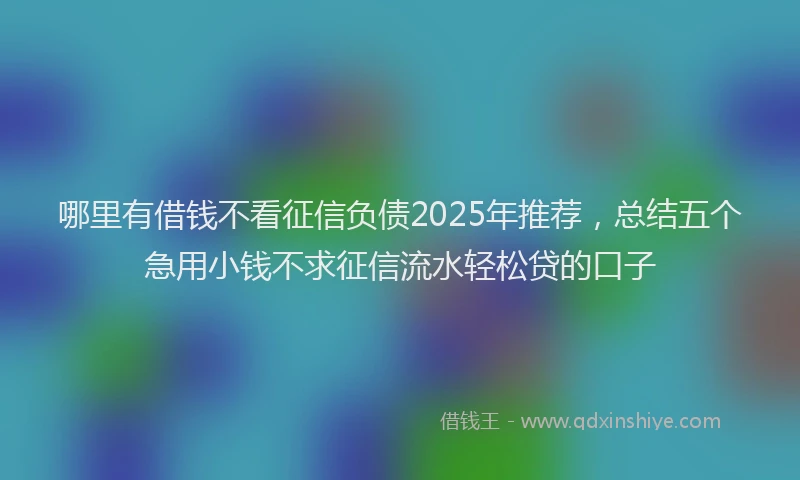 哪里有借钱不看征信负债2025年推荐，总结五个急用小钱不求征信流水轻松贷的口子