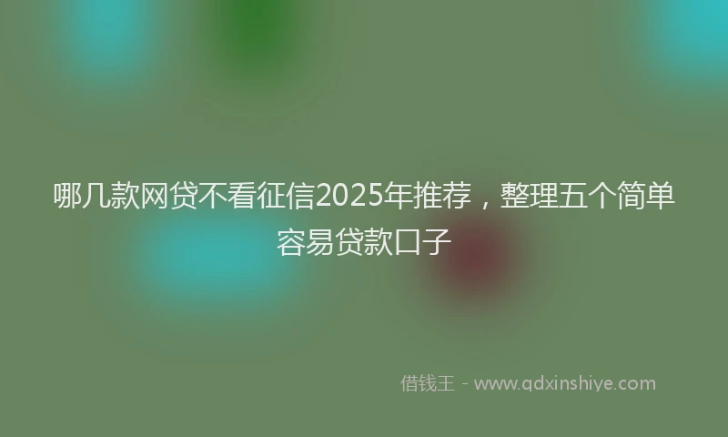 哪几款网贷不看征信2025年推荐，整理五个简单容易贷款口子