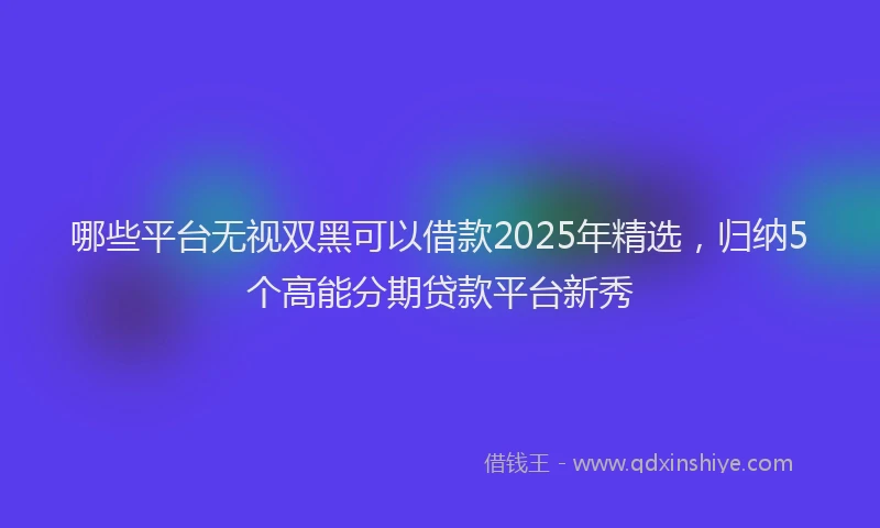 哪些平台无视双黑可以借款2025年精选，归纳5个高能分期贷款平台新秀