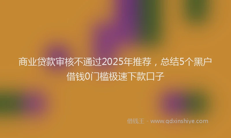 商业贷款审核不通过2025年推荐，总结5个黑户借钱0门槛极速下款口子