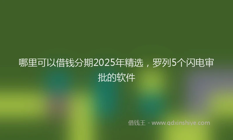哪里可以借钱分期2025年精选，罗列5个闪电审批的软件