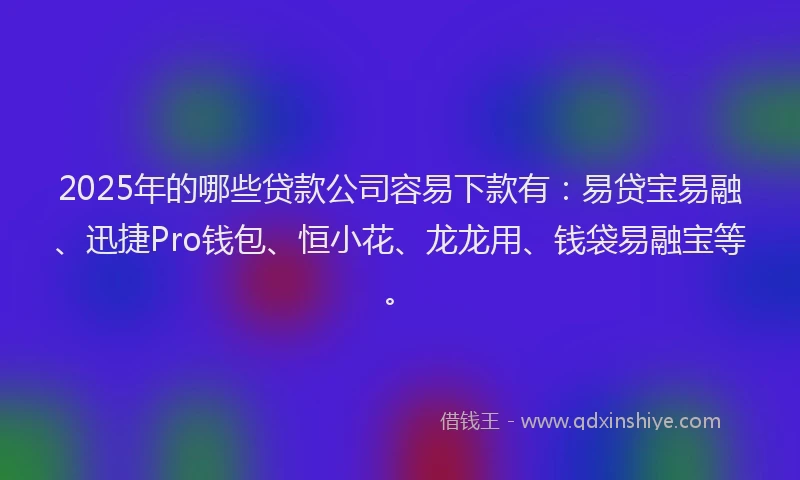 2025年的哪些贷款公司容易下款有：易贷宝易融、迅捷Pro钱包、恒小花、龙龙用、钱袋易融宝等。