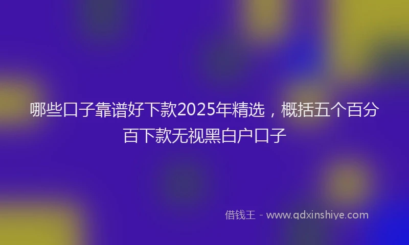 哪些口子靠谱好下款2025年精选，概括五个百分百下款无视黑白户口子