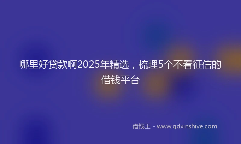 哪里好贷款啊2025年精选，梳理5个不看征信的借钱平台