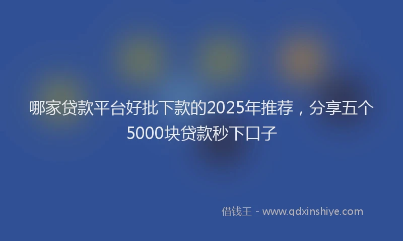 哪家贷款平台好批下款的2025年推荐，分享五个5000块贷款秒下口子