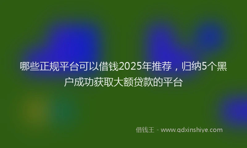 哪些正规平台可以借钱2025年推荐，归纳5个黑户成功获取大额贷款的平台