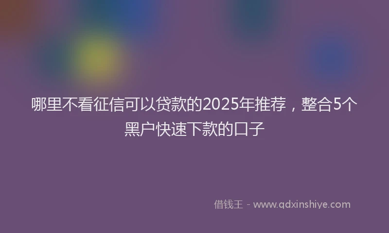 哪里不看征信可以贷款的2025年推荐，整合5个黑户快速下款的口子