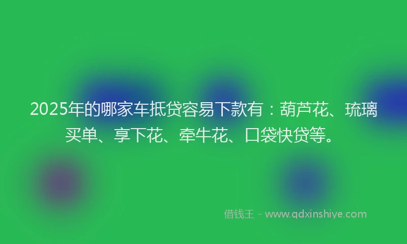 2025年的哪家车抵贷容易下款有：葫芦花、琉璃买单、享下花、牵牛花、口袋快贷等。