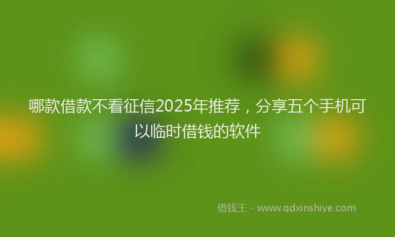 哪款借款不看征信2025年推荐，分享五个手机可以临时借钱的软件