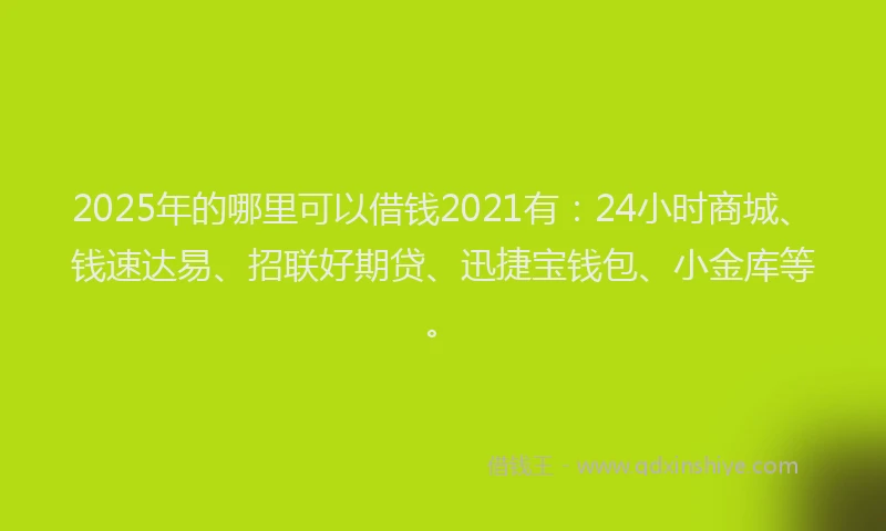 2025年的哪里可以借钱2021有：24小时商城、钱速达易、招联好期贷、迅捷宝钱包、小金库等。