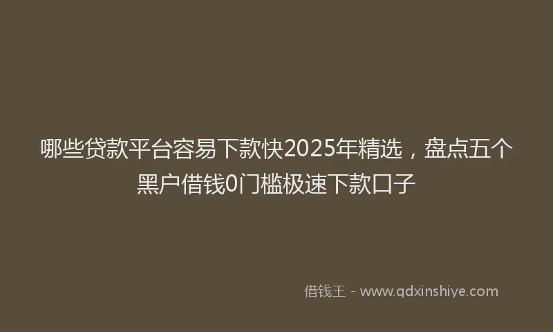哪些贷款平台容易下款快2025年精选，盘点五个黑户借钱0门槛极速下款口子