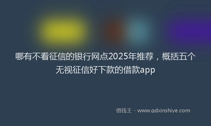 哪有不看征信的银行网点2025年推荐，概括五个无视征信好下款的借款app