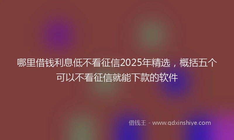 哪里借钱利息低不看征信2025年精选，概括五个可以不看征信就能下款的软件
