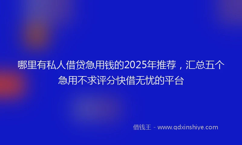 哪里有私人借贷急用钱的2025年推荐,汇总五个急用不求评分快借无忧的平台