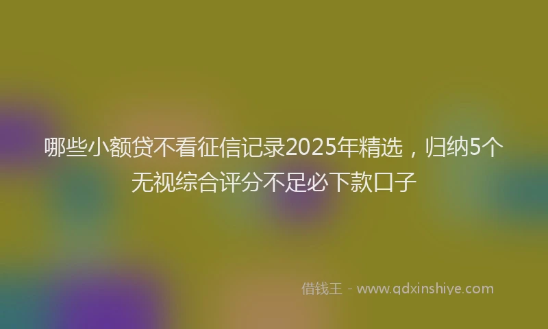 哪些小额贷不看征信记录2025年精选，归纳5个无视综合评分不足必下款口子