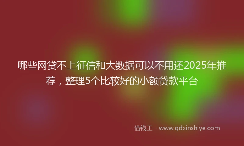 哪些网贷不上征信和大数据可以不用还2025年推荐，整理5个比较好的小额贷款平台