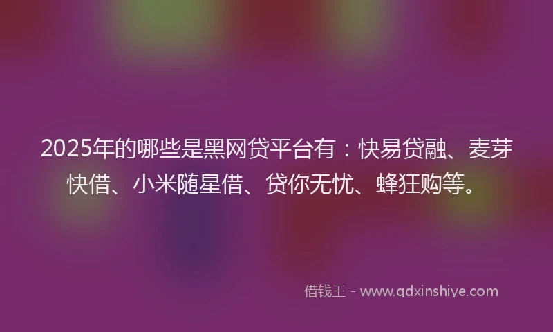 2025年的哪些是黑网贷平台有：快易贷融、麦芽快借、小米随星借、贷你无忧、蜂狂购等。
