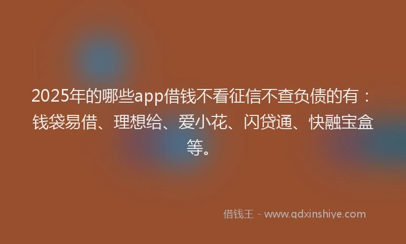 2025年的哪些app借钱不看征信不查负债的有：钱袋易借、理想给、爱小花、闪贷通、快融宝盒等。