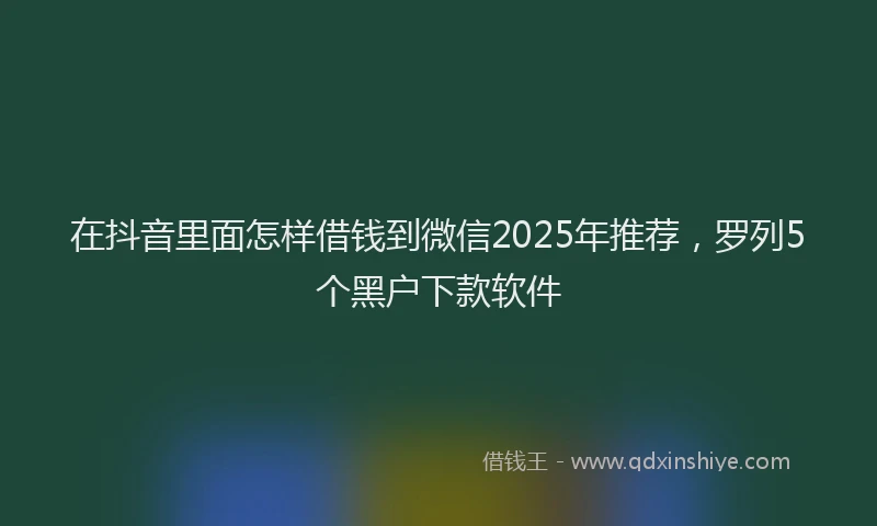 在抖音里面怎样借钱到微信2025年推荐，罗列5个黑户下款软件