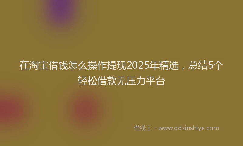 在淘宝借钱怎么操作提现2025年精选，总结5个轻松借款无压力平台