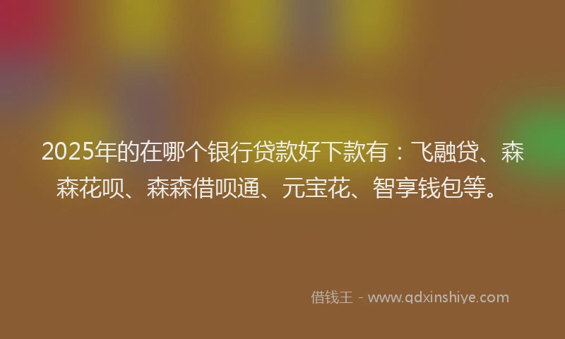 2025年的在哪个银行贷款好下款有：飞融贷、森森花呗、森森借呗通、元宝花、智享钱包等。