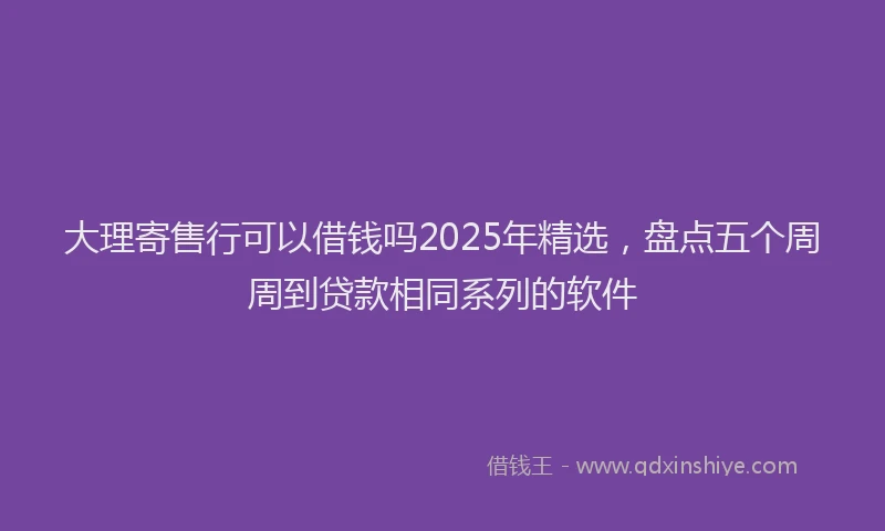 大理寄售行可以借钱吗2025年精选，盘点五个周周到贷款相同系列的软件