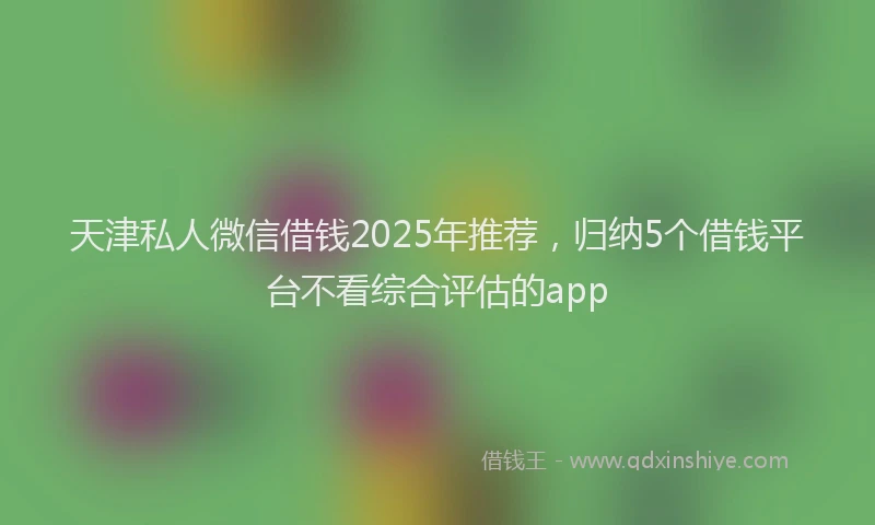 天津私人微信借钱2025年推荐，归纳5个借钱平台不看综合评估的app
