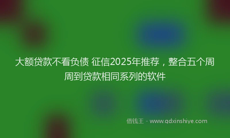 大额贷款不看负债 征信2025年推荐，整合五个周周到贷款相同系列的软件
