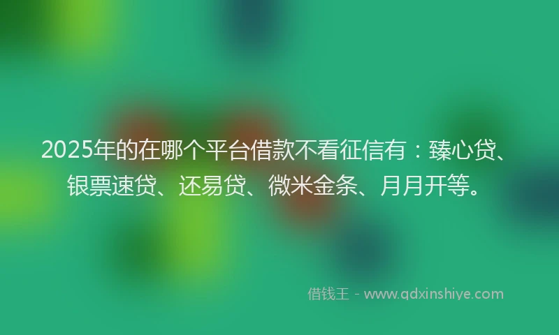 2025年的在哪个平台借款不看征信有：臻心贷、银票速贷、还易贷、微米金条、月月开等。