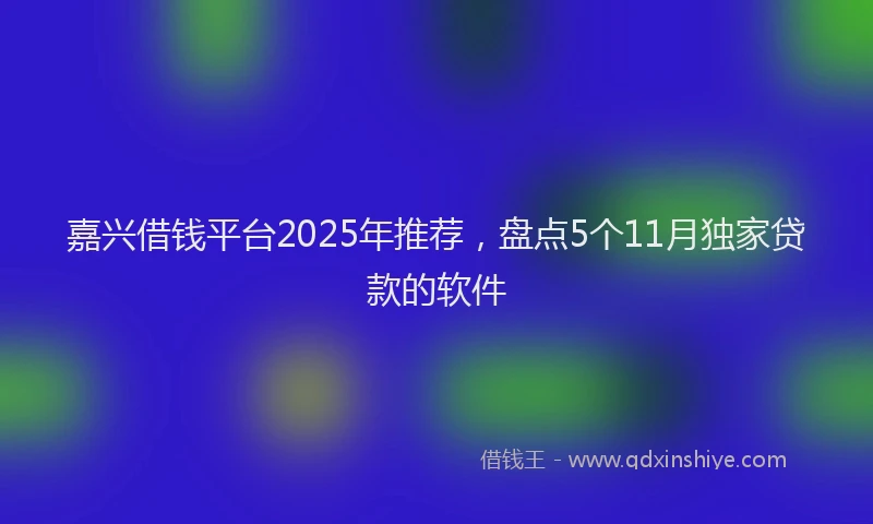嘉兴借钱平台2025年推荐，盘点5个11月独家贷款的软件