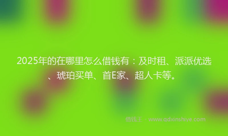 2025年的在哪里怎么借钱有：及时租、派派优选、琥珀买单、首E家、超人卡等。