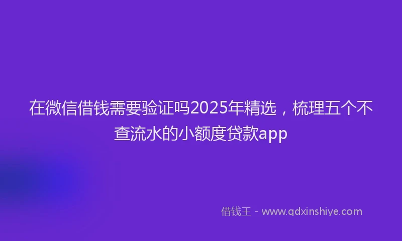 在微信借钱需要验证吗2025年精选，梳理五个不查流水的小额度贷款app