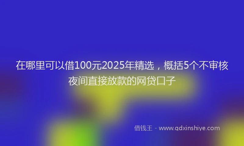 在哪里可以借100元2025年精选，概括5个不审核夜间直接放款的网贷口子