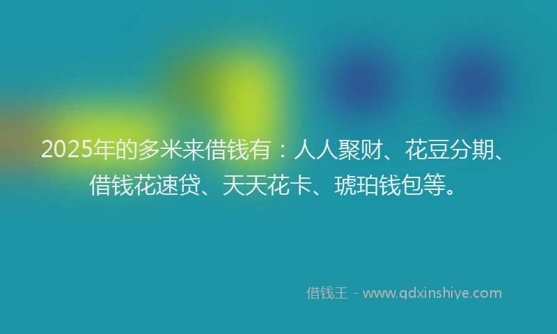 2025年的多米来借钱有：人人聚财、花豆分期、借钱花速贷、天天花卡、琥珀钱包等。