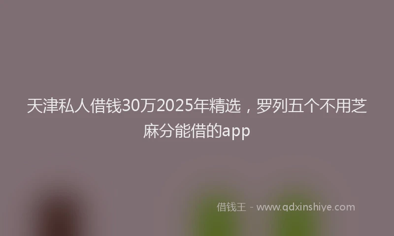 天津私人借钱30万2025年精选,罗列五个不用芝麻分能借的app