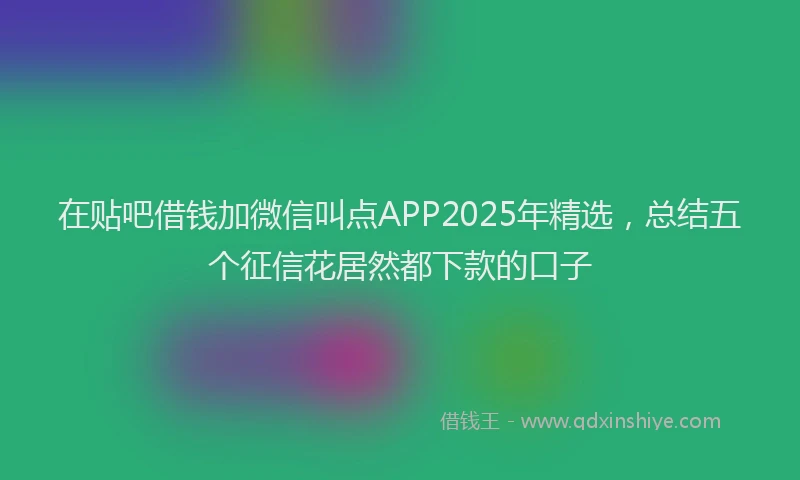 在贴吧借钱加微信叫点APP2025年精选，总结五个征信花居然都下款的口子