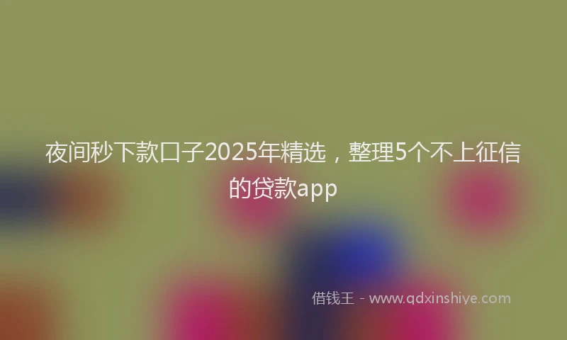 夜间秒下款口子2025年精选，整理5个不上征信的贷款app