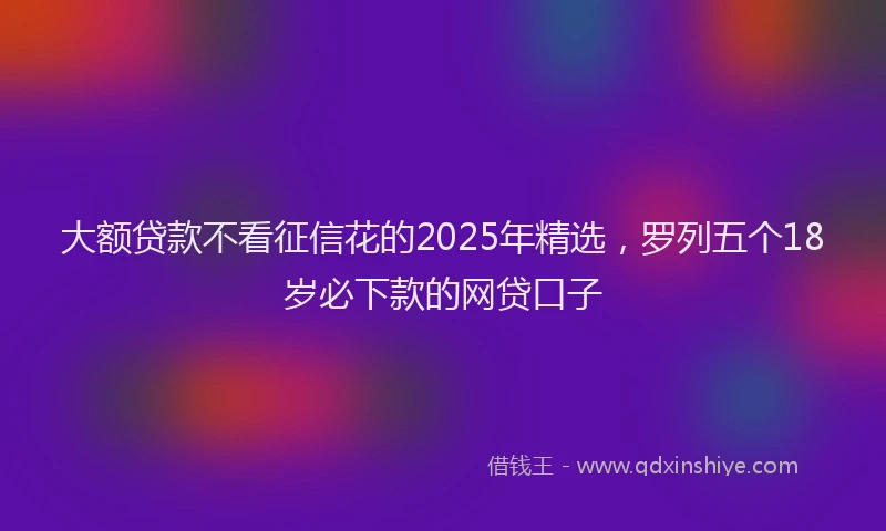 大额贷款不看征信花的2025年精选，罗列五个18岁必下款的网贷口子