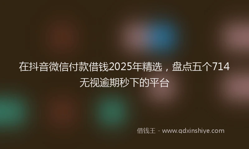 在抖音微信付款借钱2025年精选，盘点五个714无视逾期秒下的平台