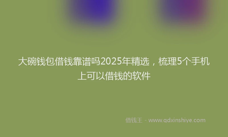 大碗钱包借钱靠谱吗2025年精选，梳理5个手机上可以借钱的软件