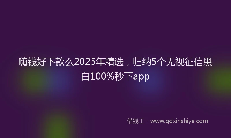 嗨钱好下款么2025年精选，归纳5个无视征信黑白100%秒下app