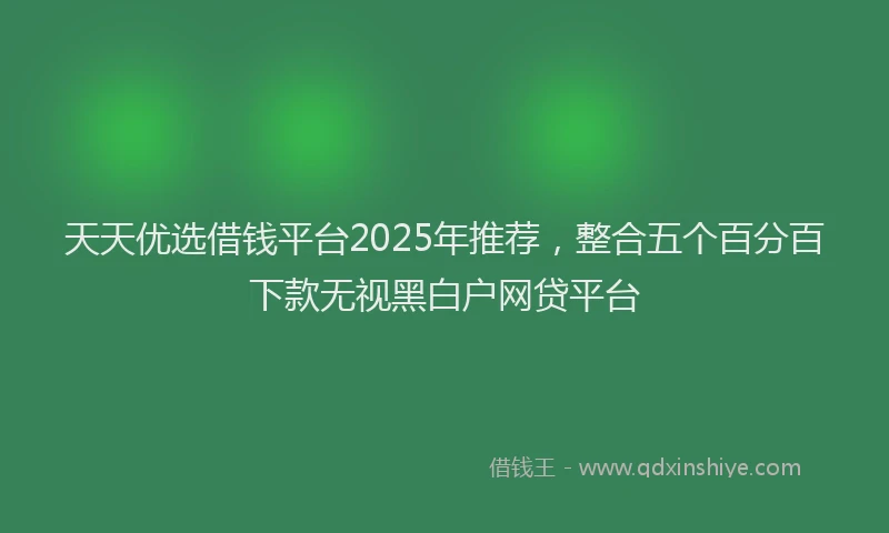 天天优选借钱平台2025年推荐，整合五个百分百下款无视黑白户网贷平台