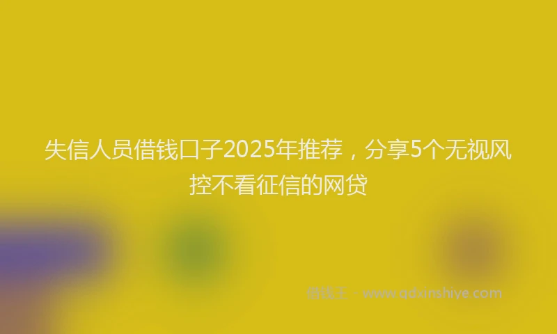失信人员借钱口子2025年推荐，分享5个无视风控不看征信的网贷