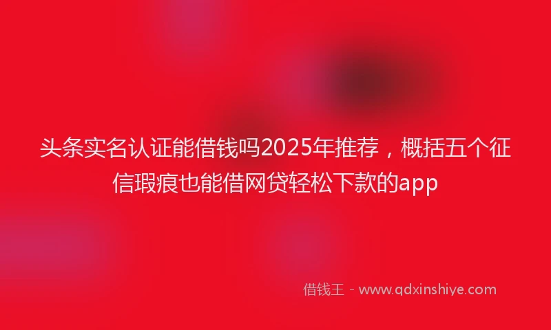 头条实名认证能借钱吗2025年推荐，概括五个征信瑕疵也能借网贷轻松下款的app